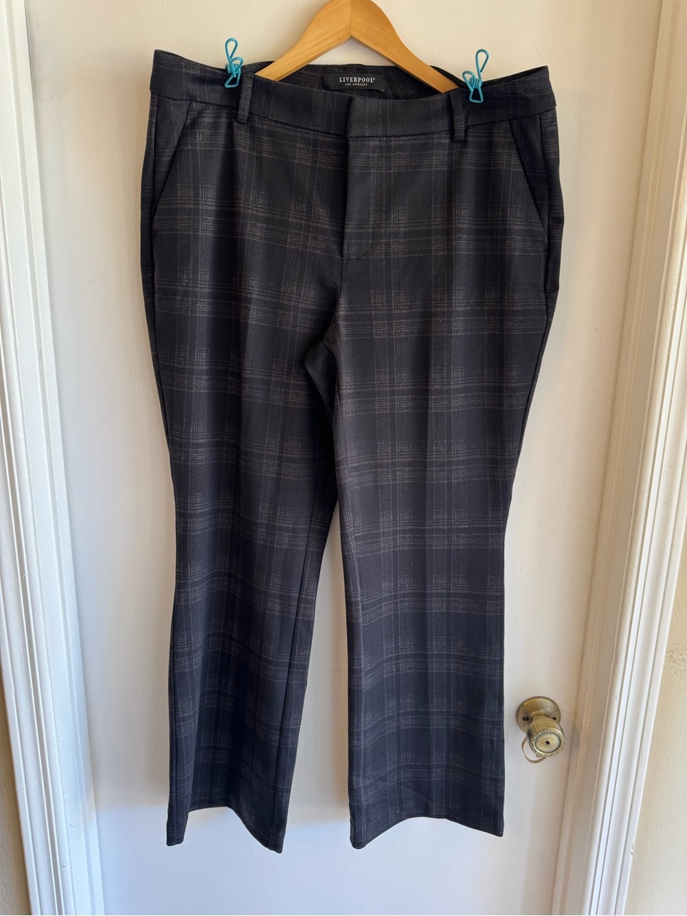 Liverpool Los Angeles Women Plaid Pants Black/Gray